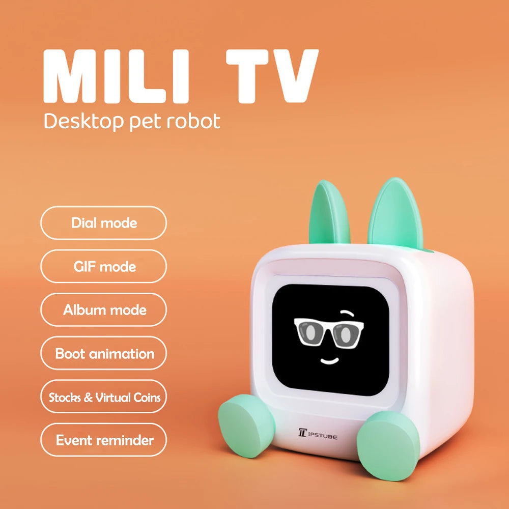 Mini TV Bluetooth Music Desktop Ornament – WiFi Sync, GIF Photo, Stock Display