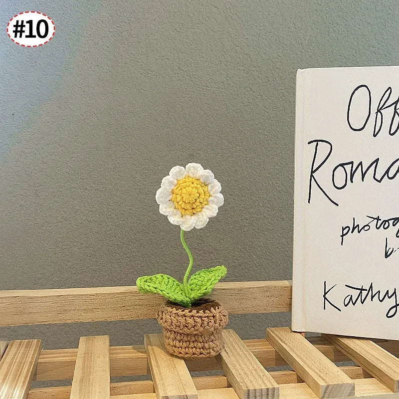 Hand-Knitted Sunflower Crochet Flower - Home Decoration