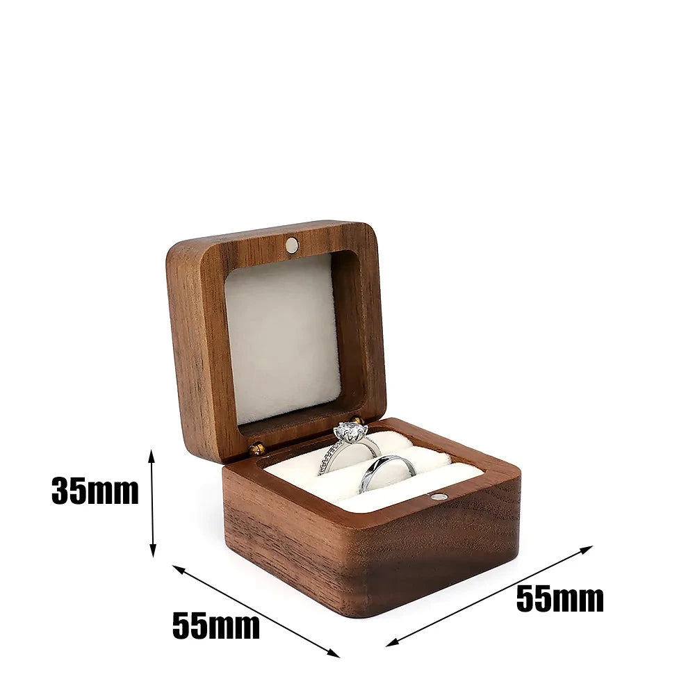 Wooden Jewelry Box - Engagement Ring Necklace Earrings Pendant Organizer
