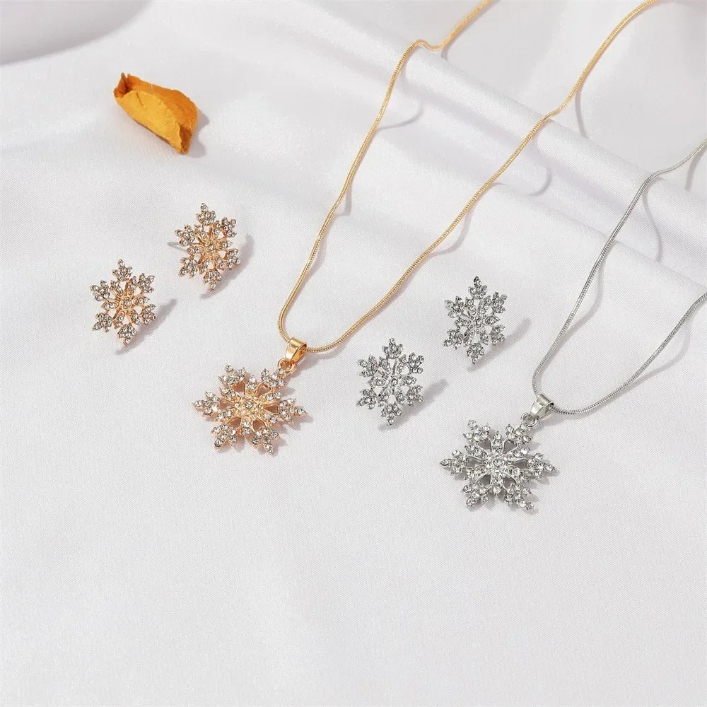3-piece Snowflake Necklace Earrings for Women