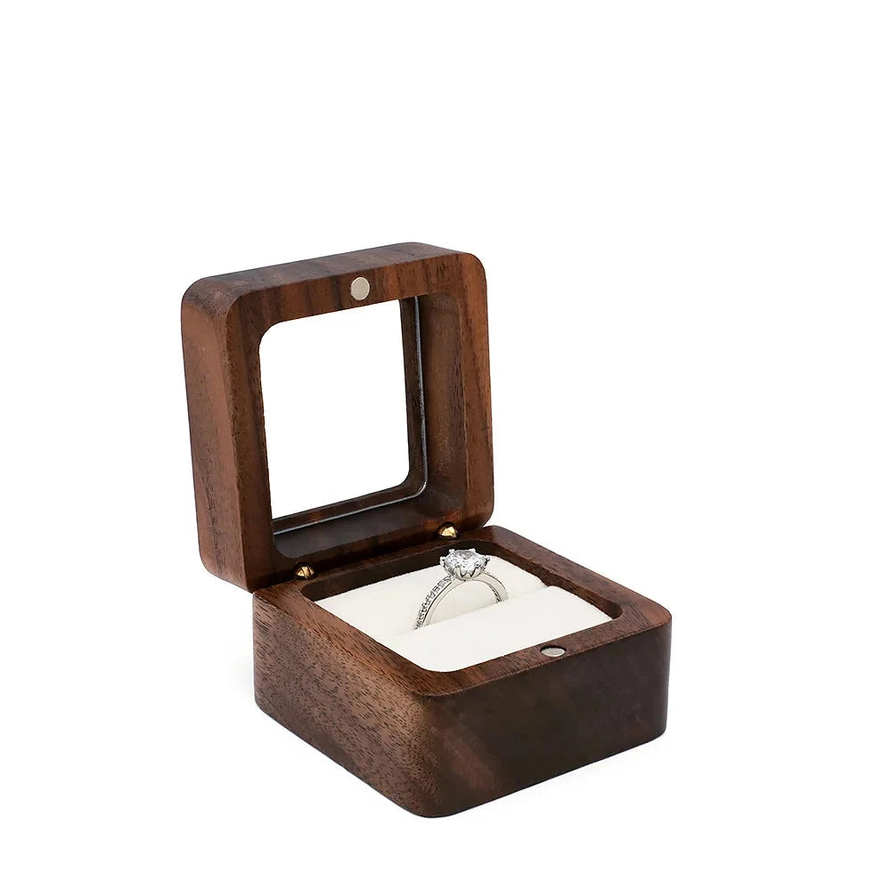 Wooden Jewelry Box - Engagement Ring Necklace Earrings Pendant Organizer