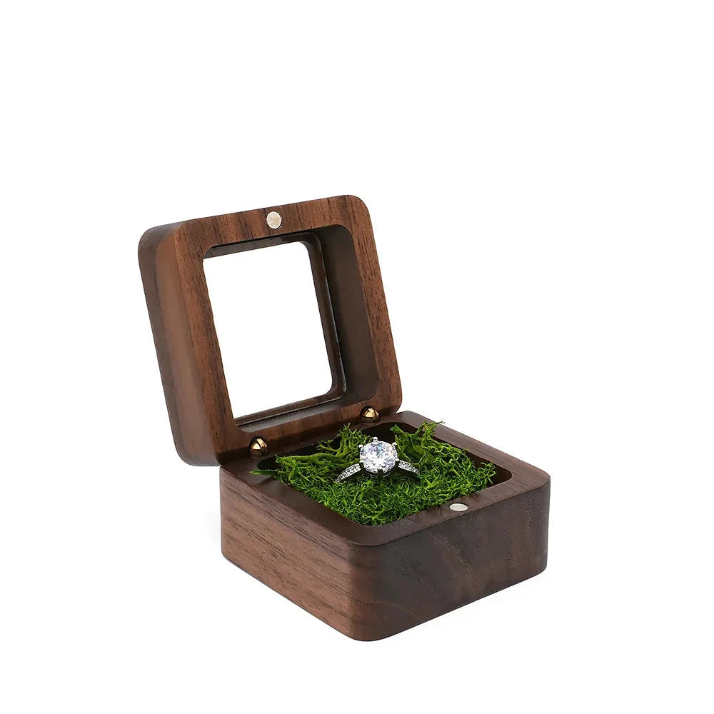 Wooden Jewelry Box - Engagement Ring Necklace Earrings Pendant Organizer