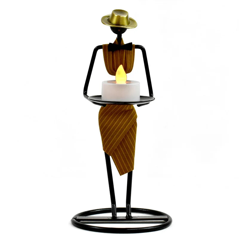 Waiter Iron Candle Holder – Creative European-Style Table Centerpiece Candlestick