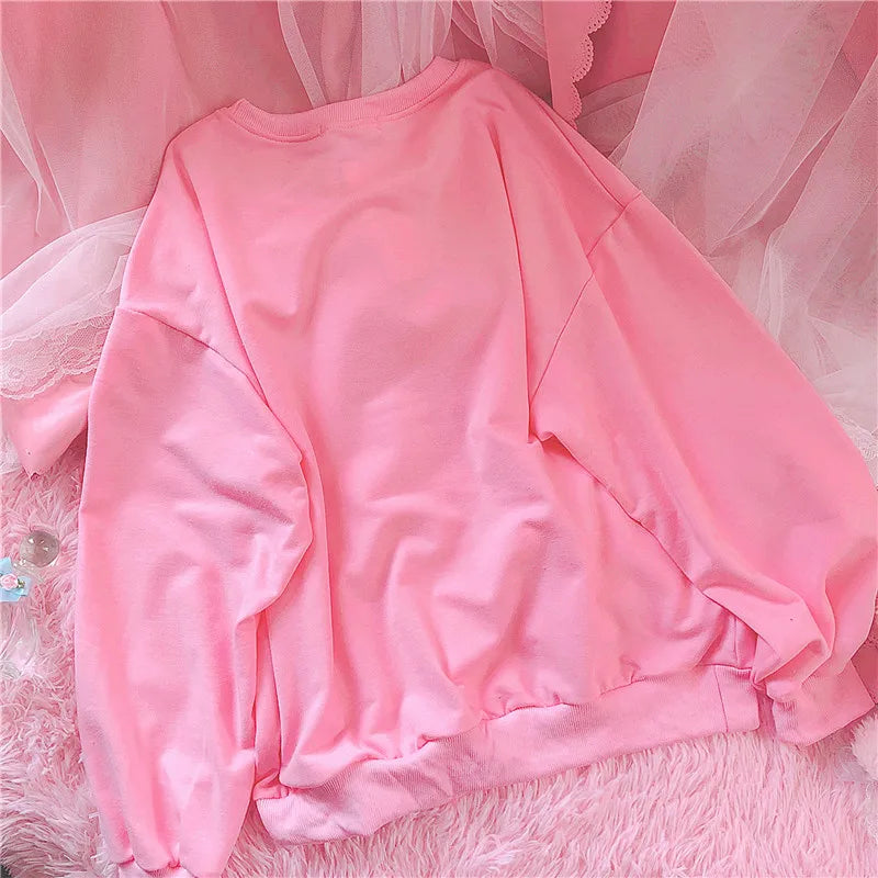 Kawaii Strawberry Pink Sweatshirt – Fleece Women’s Hoodie
