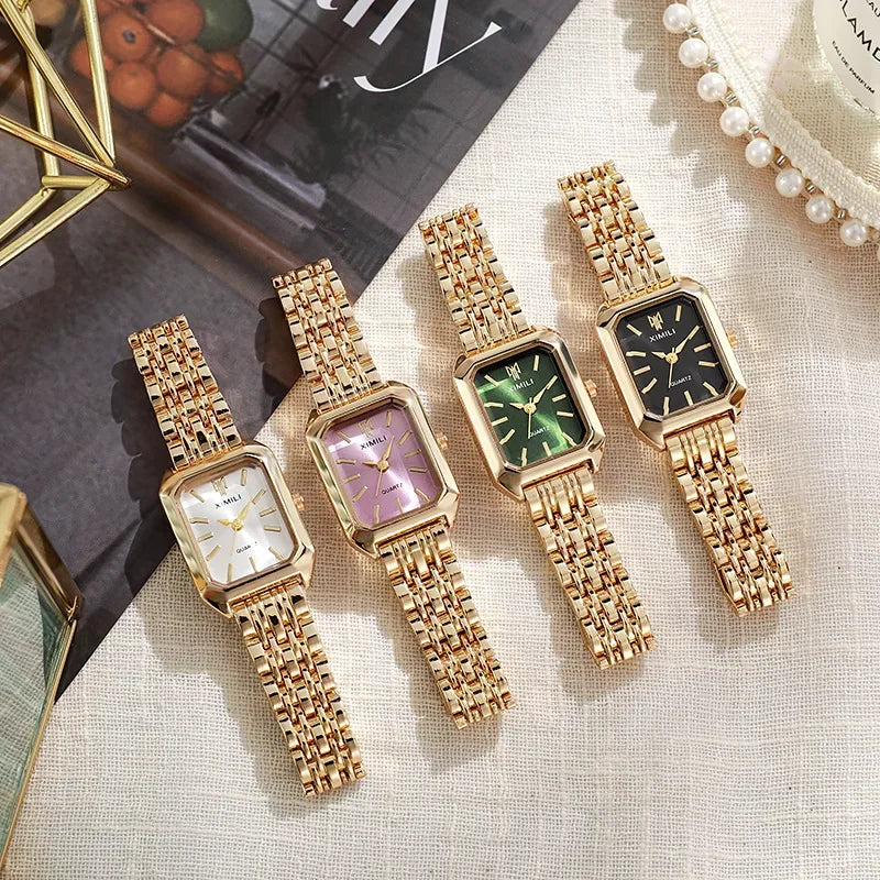 Stainless Steel Luxury Square Quartz Wristwatch – Women’s Fashion Watch for Students and Casual Wear