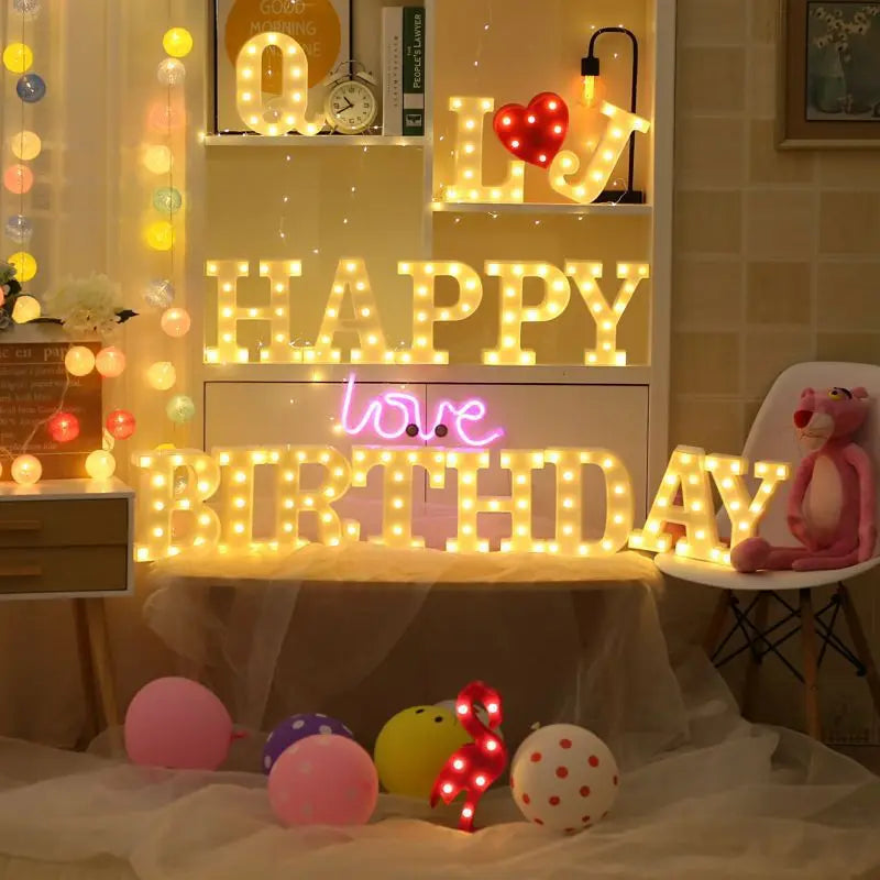 Luminous Alphabet & Number LED Lamp – Decorative Night Light for Birthdays, Weddings, Valentine’s Day, and Parties