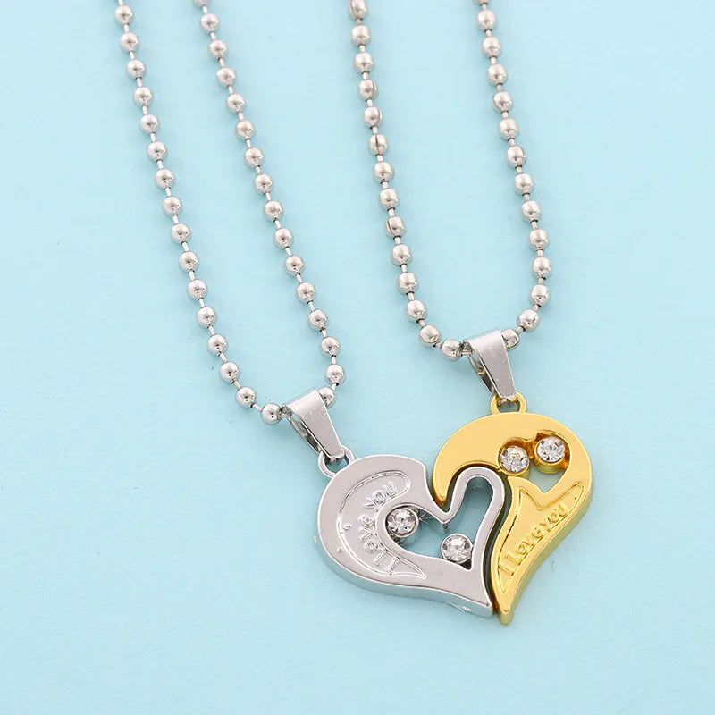 Magnetic Heart Electrocardiogram Pendant Necklace – Stainless Steel Couple Necklace Valentine's Day Gift