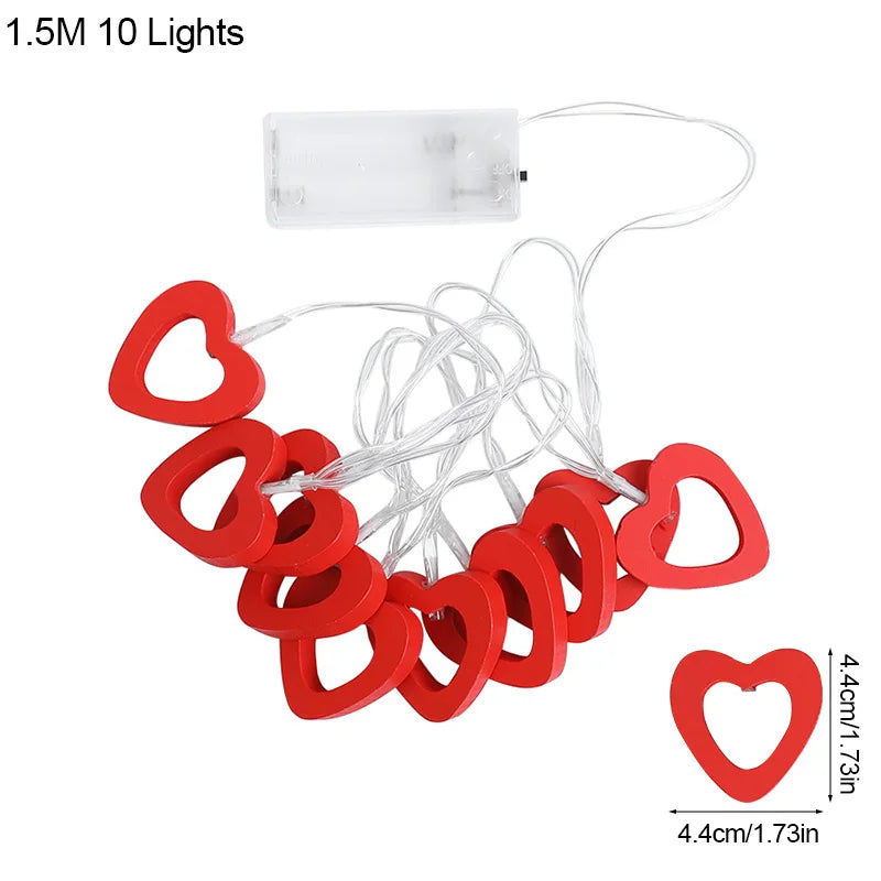 10 LED Love Heart String Lights Valentine's Day Decoration Garland Led Fairy Lights