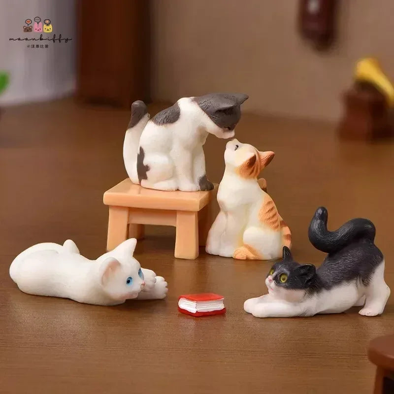 Resin Cat Ornaments – Miniature Kitten Figurines for Fairy Garden, Dollhouse, and DIY Home Decor