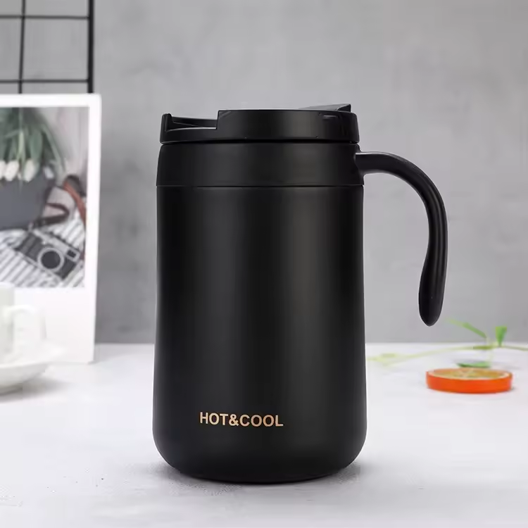 350ml/500ml Stainless Steel Insulated Coffee Mug with Handle - Double Wall Thermos Tumbler for Hot & Cold Drinks, Matte Finish