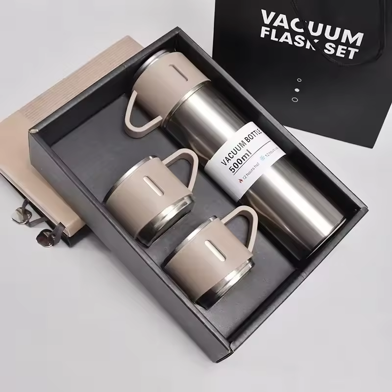 Stainless Steel Thermos Gift Set - Stylish Vacuum Flask & Coffee Cup for Office, Business, Travel, and Gifts