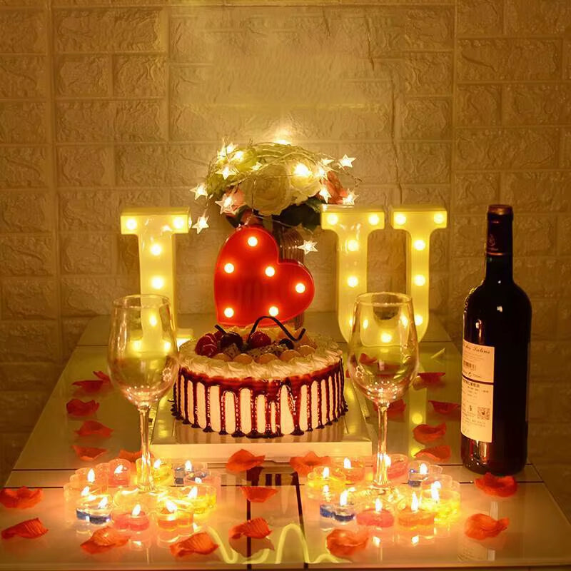 Valentine's Day Decorative Heart Letter LED Light – Romantic Wedding & Engagement Table Ornament