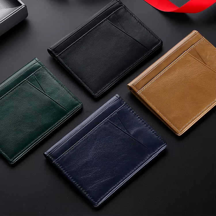 Super Slim Genuine Leather Credit Card Holder Wallet – Minimalist Small Card Organizer for Men
