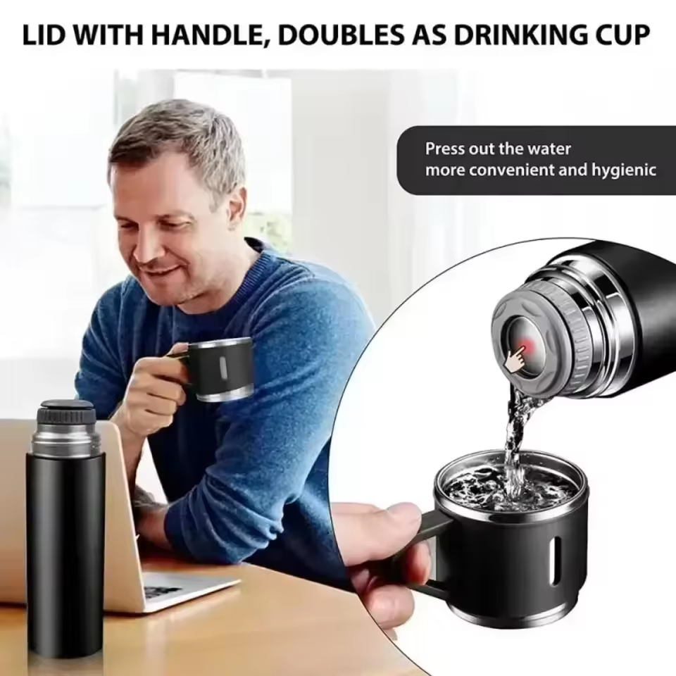 Stainless Steel Thermos Gift Set - Stylish Vacuum Flask & Coffee Cup for Office, Business, Travel, and Gifts