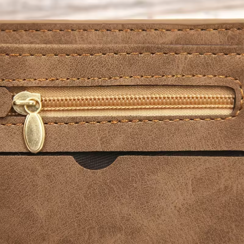 Retro Men’s Leather Wallet with Coin Pouch – Slim, Stylish Wallet with Zippered Compartment