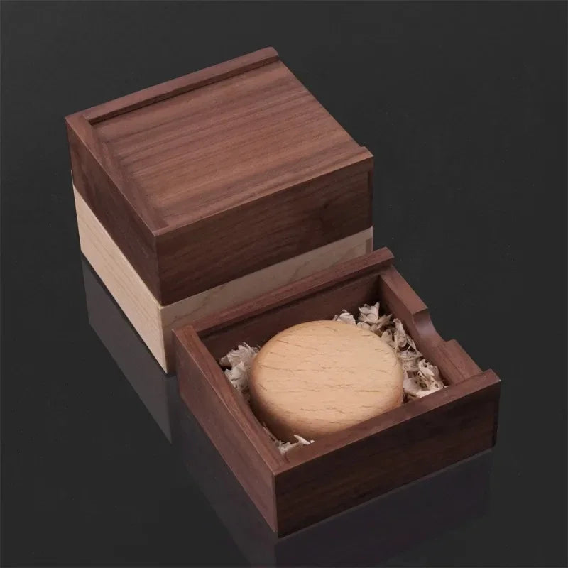Natural Walnut Square Wooden Storage Box – Unfinished Organizer for Jewelry, Rings, Necklaces