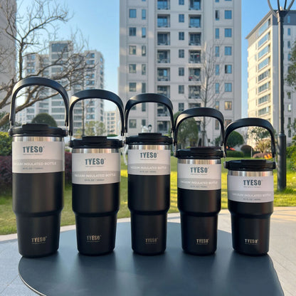 600ml–1200ml Stainless Steel Insulated Thermos Bottle – Leak-Proof Travel Mug with Handle and Straw for Hot and Cold Beverages