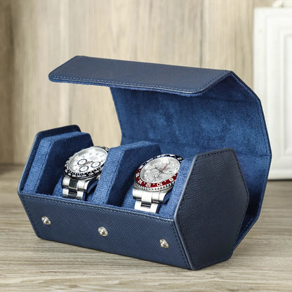 Luxury Saffiano Leather Watch Roll Case – 2, 3, or 4 Slot Storage Organizer for Watches – Scratch-Resistant & Waterproof
