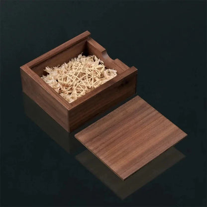 Natural Walnut Square Wooden Storage Box – Unfinished Organizer for Jewelry, Rings, Necklaces