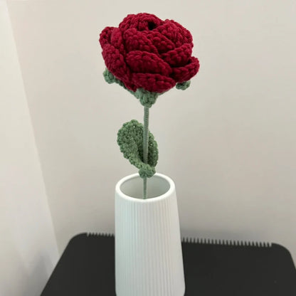 Hand-Knitted Wool Rose Flower Bouquet – Crochet Woven Flowers for DIY Weddings, Parties, and Home Decor
