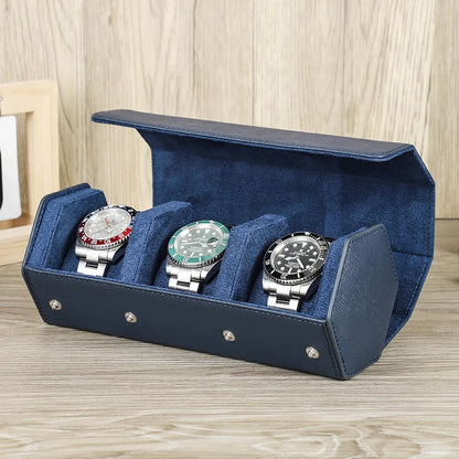 Luxury Saffiano Leather Watch Roll Case – 2, 3, or 4 Slot Storage Organizer for Watches – Scratch-Resistant & Waterproof