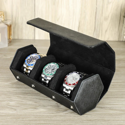 Luxury Saffiano Leather Watch Roll Case – 2, 3, or 4 Slot Storage Organizer for Watches – Scratch-Resistant & Waterproof