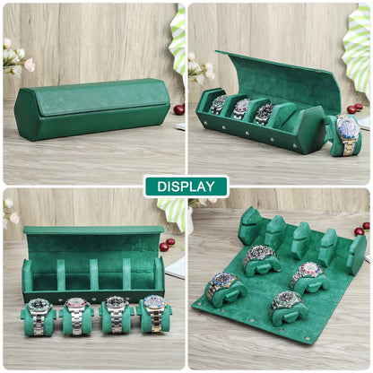 Luxury Saffiano Leather Watch Roll Case – 2, 3, or 4 Slot Storage Organizer for Watches – Scratch-Resistant & Waterproof