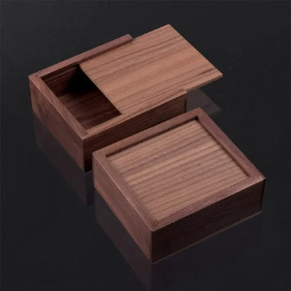 Natural Walnut Square Wooden Storage Box – Unfinished Organizer for Jewelry, Rings, Necklaces