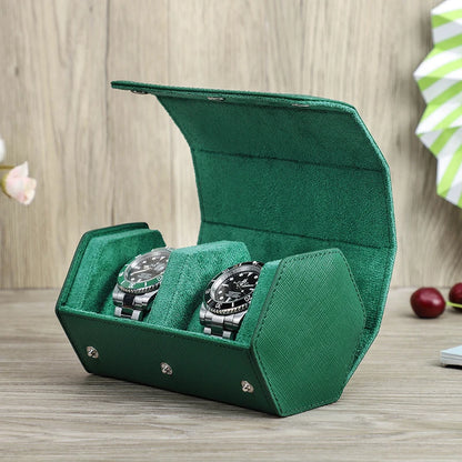 Luxury Saffiano Leather Watch Roll Case – 2, 3, or 4 Slot Storage Organizer for Watches – Scratch-Resistant & Waterproof